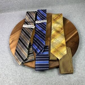 Stacy Adams Tie Lot Mens Classic Neckties Striped Paisley Black Blue Gold Formal